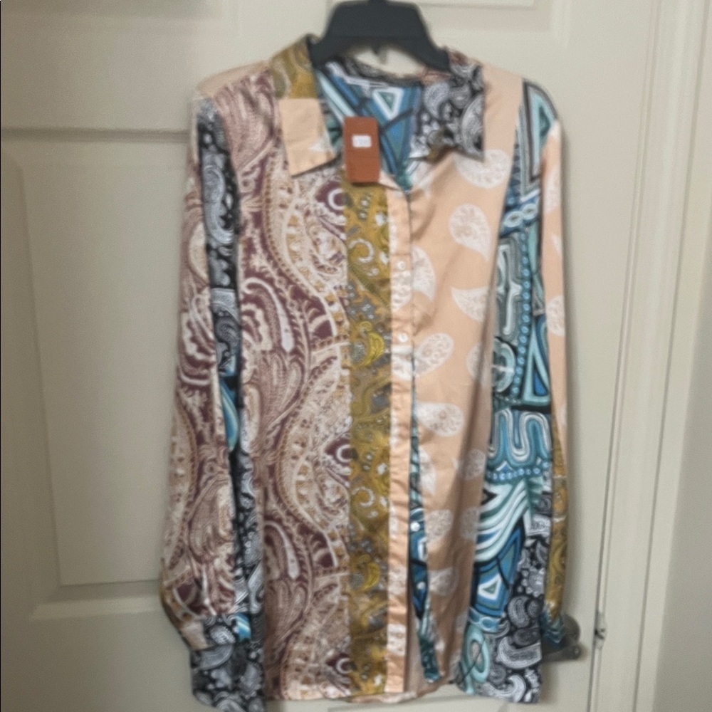 Fashion Nova Vibrant Paisley Button Down Shirt